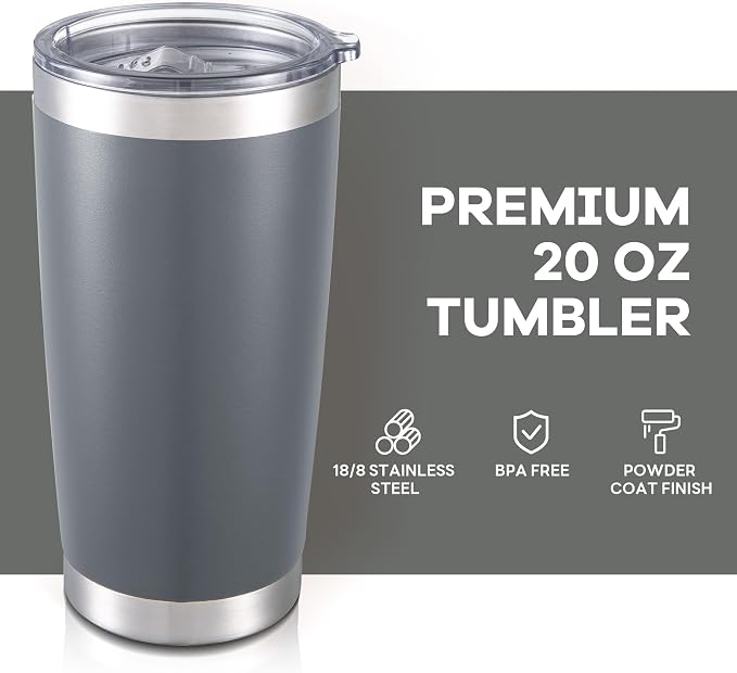 20 oz Tumbler with Lid Stainless Steel Insulated Tumblers Cups Travel Mug | - Image 2