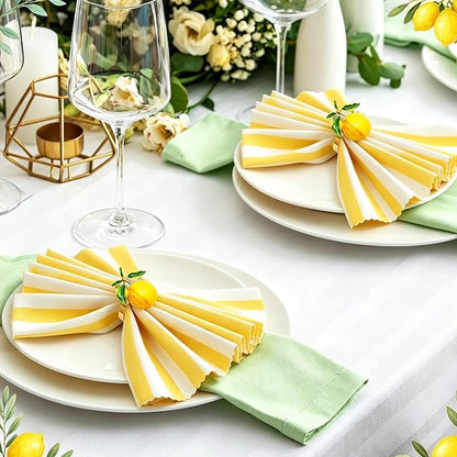 Lemon Napkin Rings Set of 8 for Summer Party Beach Wedding Decor | Shiny Gold - Image 7