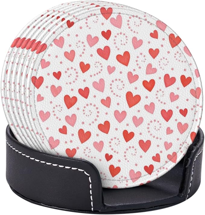 Romantic Colored Pink Heart Coasters - Image 2