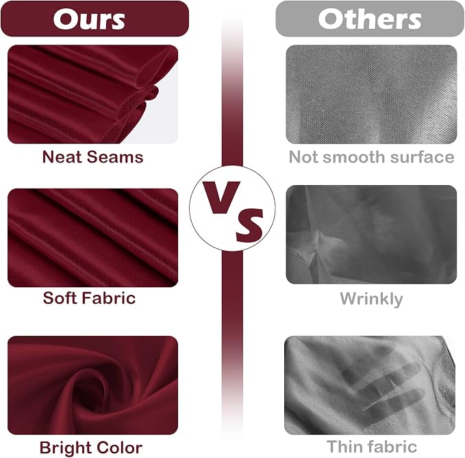 10 Pack Satin Table Runner Burgundy 12x108In Long, Bright Silk Table Runner | - Image 3