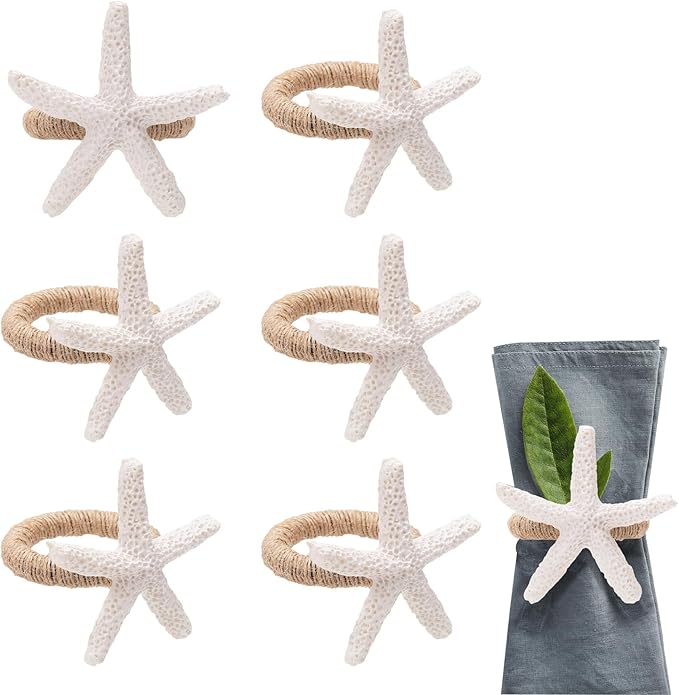 6pcs Starfish Napkin Rings by XIHIRCD