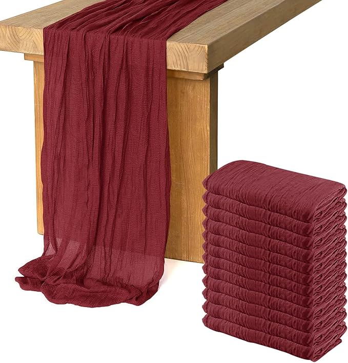 12 Pack Cheesecloth Table Runner, Runner Gauze Boho Wedding Decor Romantic by Home