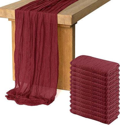 12 Pack Cheesecloth Table Runner, Runner Gauze Boho Wedding Decor Romantic by Home