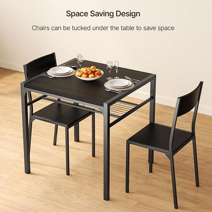 Gizoon Dining Table Set for 2, 3 Piece Kitchen Table with 2 Chairs for Small Space, Apartment, Kitchen, Dining Room, Space-Saving
