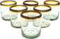 Amber Rim 8 oz DOF Rock Glasses (set of 6), Recycled Glass, Lead-free, Toxin-Free (DOF Rocks)
