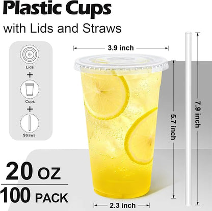 Lamosi 100 Pack 20 oz Clear Plastic Cups - Image 2
