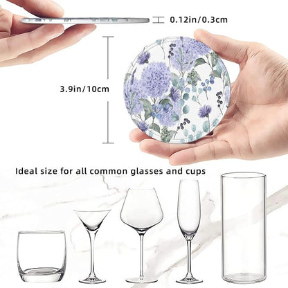 6 Pcs Blue Purple Hydrangea Flower Leather Coasters - Image 8