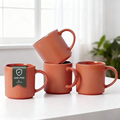 MONITO 16Oz Coffee Mugs Set of 4, Rustic Ceramic Coffee Cups Set by MONITO