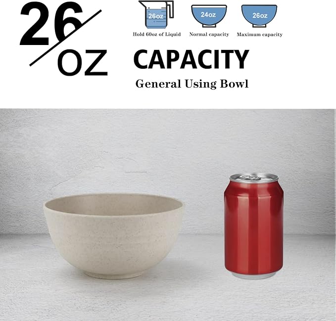 Wheat Straw Bowl Sets, Microwave and Dishwasher Safe Bowls, Kitchen Bowl - Image 3