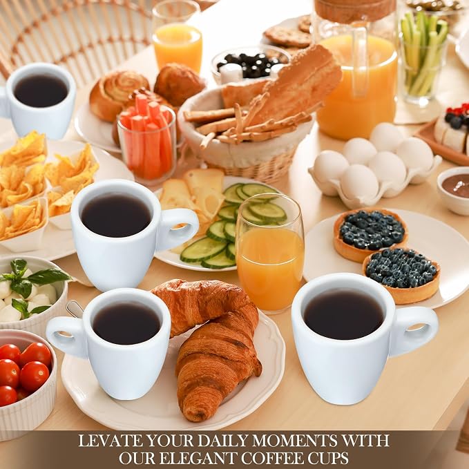 Reallnaive 16 Pcs 1.7 oz Porcelain Espresso Cup Set White Tiny Ceramic Coffee & - Image 4