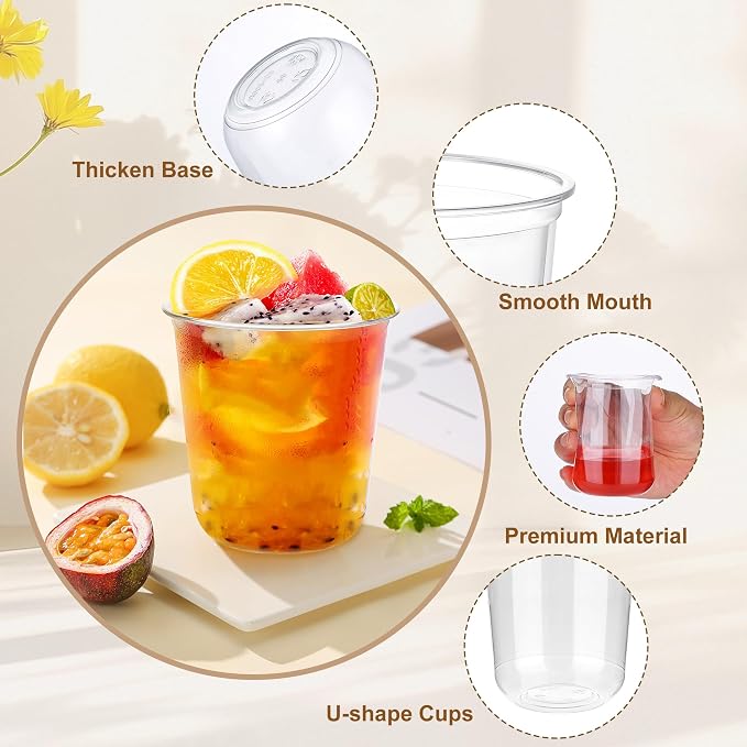 tchrules 120 Pack 12oz Clear Round Bottom Plastic Cocktails Wine Cups | - Image 5