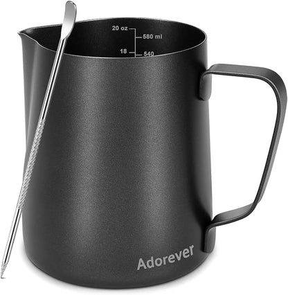 Milk Frothing Pitcher 600ml/20oz Steaming Pitchers Stainless Steel Milk Coffee by Adorever