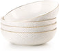 36 oz Pasta Bowl Set of 4 with Embossed Reactive Glaze, 8.5" Arctic white by Dafuceramic