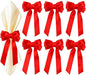 Bow Napkin Rings Set of 6 Luxury Soft Red Velvet Napkin Holders, Elegant Bow Design for Christmas Holiday Dinner Wedding Party Table Decor