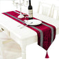 Glam Burgundy Table Runner, Bling Sequin Rhinestone, Ombre Velvet by Jiino