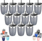 VEGOND Stainless Steel 12 oz Tumblers bulk Vacuum Insulated Double Wall Travel Tumbler with Lid and Straw Reusable Tumbler,Grey 12 pack