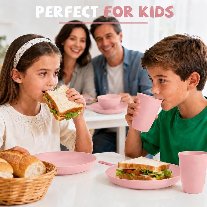 Wheat Straw Dinnerware Sets for 4, 20 Piece Unbreakable Kids Dinnerware Set - Image 6