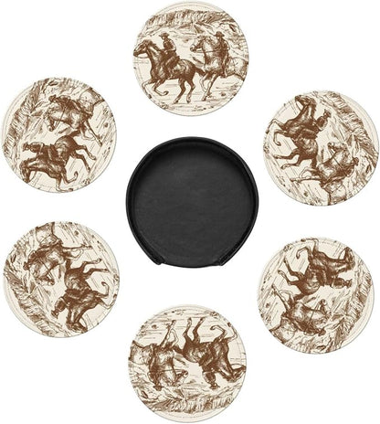 Western Desert Vintage Cowboy Coasters - Image 4