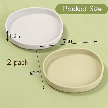 Silicone Cat Bowl Shallow Non-Slip Cat Dishes Relief Whisker Fatigue Small Pet Dog Bowls for Dry & Wet Food, Set of 2