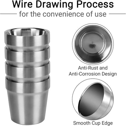 Beasea Stainless Steel Cups 6 oz, 8 Pack Small Bulk Stainless Steel Tumbler - Image 4