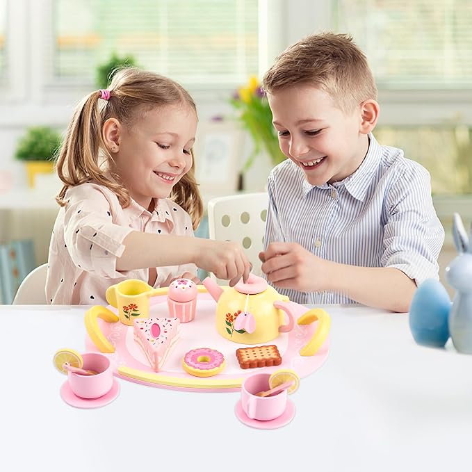 Tea Sets for Toddlers 3-5 Wooden Tea Party Set Toys for 3 Year Old Girls | Tea - Image 8