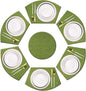 PIGCHCY Wedge Shaped Placemats Set of 6 with Centerpiece Round Mats Washable Kitchen Placemats Heat-Resistant Table Mats (Sage Green)