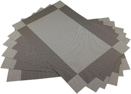 Gugrida Vinyl Coffee Placemats Heat Resistant Dining Table Mats Non-Slip Washable Place Mats Set of 6 （Coffee）