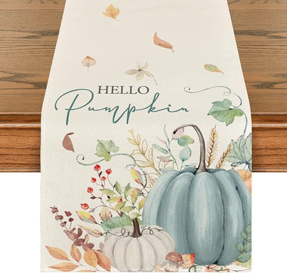 Artoid Mode 210 GSM Fall Table Runner 13x72 Inch Home Party Decor | Aqua Hello by ArtoidMode