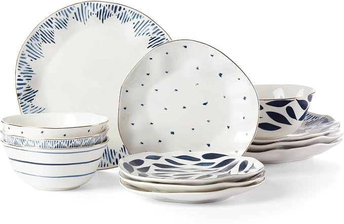 Lenox Blue Bay 12-Piece Dinnerware Set | ceramic, dishwasher safe, microwave by Lenox
