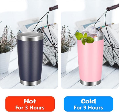 VEGOND 20oz Tumbler with Lid and Straw Stainless Steel Tumbler Cup Vacuum Insulated Double Wall Travel Coffee Mug Powder Coated Coffee Cup(Navy Blue 1 Pack)