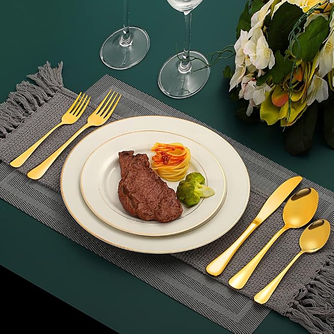 Gold Silverware Flatware Set for 8, 40 Piece Stainless Steel Cutlery Set - Image 8