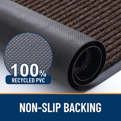 OLANLY Front Door Mat Indoor Outdoor Entrance, Waterproof Heavy Duty Doormat, Fade Resistant, Low Profile, Easy Clean Patio Porch Welcome Floor Mats for Entry, 59x34, Tan