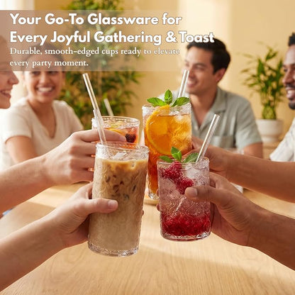 Clear Drinking Glasses Set of 8, 12 Oz Highball & 10 Oz Cocktail Glasses - Image 5