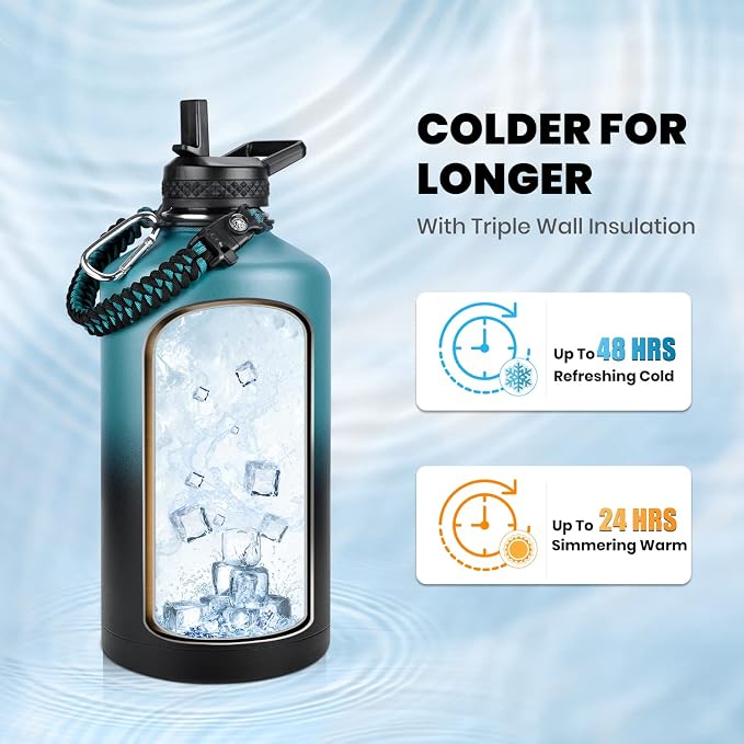 RAYMYLO One Gallon Water Bottle Insulated 128 oz, Stainless Steel | Triple - Image 2