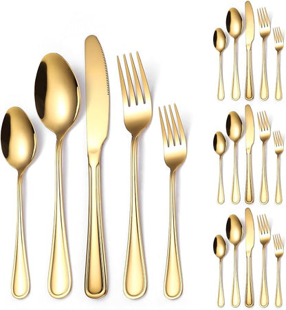 Gold Silverware Flatware Set for 4 Person Luxury Stainless Steel Cutlery 20 by A%C2%B7HOUSEWARE