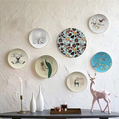 Ceramic Plates, Dog Lover Decorative Ceramic Plates, Canine Breeds Bulldog Chihuahua Siberians and Retriever, 6 Inch, for Dining, Parties, Wedding, Multicolor