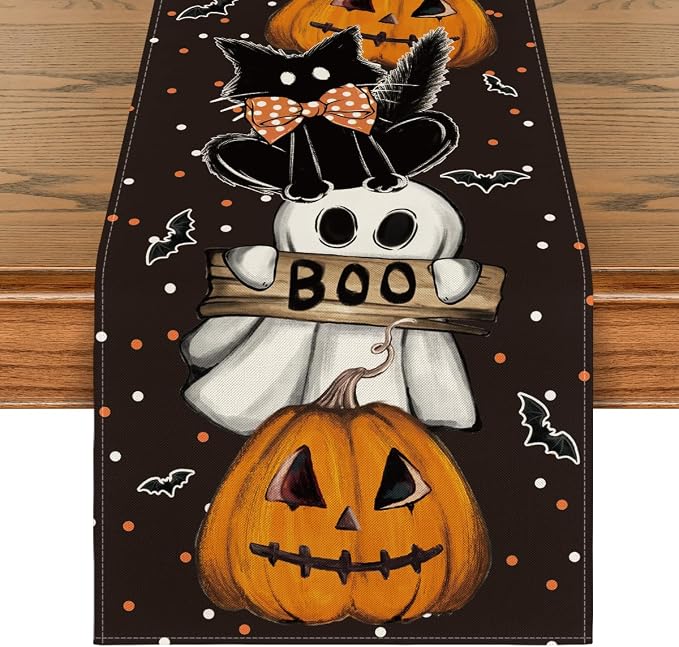 Artoid Mode 210 GSM Halloween Table Runner 13x72 Inch Home Party Decor | Polka by ArtoidMode