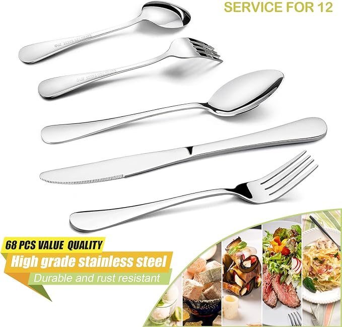 HaWare 68 Pieces Silverware Set - Image 3
