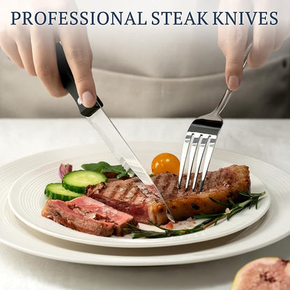 Astercook Silverware Set with Steak Knives 24-Piece Flatware Set - Image 4