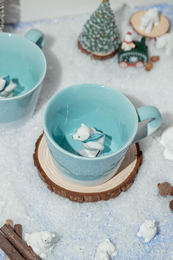 DIHOclub Skiing Polar Bear Ceramic Cup Hidden Animal Inside Mug Cute Cartoon - Image 4