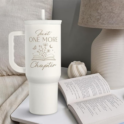 SANDJEST Book Lover Gifts for Women, Just One More Chapter Tumbler - Image 6