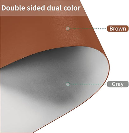 Leather Round Table Cover 1.8mm Thick,Dia.42 Inch Round Table Protector,Round Dining Table Cover.(Brown+Gray)