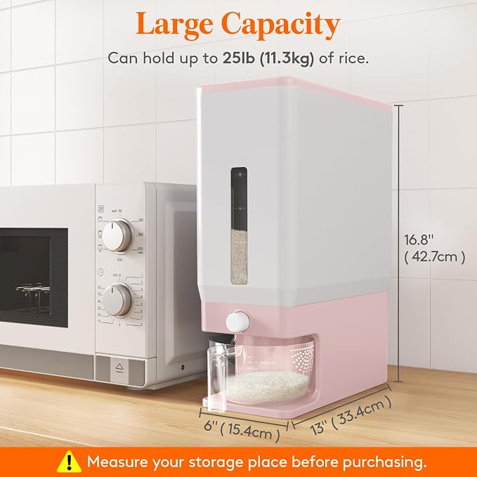 Lifewit Rice Dispenser 25 Lbs, Airtight Storage - Image 3
