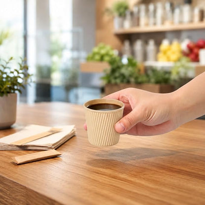 Restaurantware 4 Ounce Ripple Wall Disposable Coffee Cups, 500 Insulated Kraft - Image 5