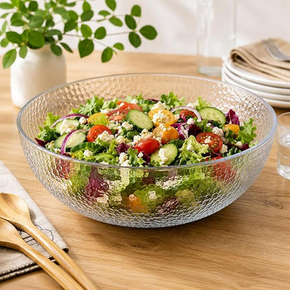 Lillian Collection Stunning Clear Plastic Round Hammered Bowl - Image 6