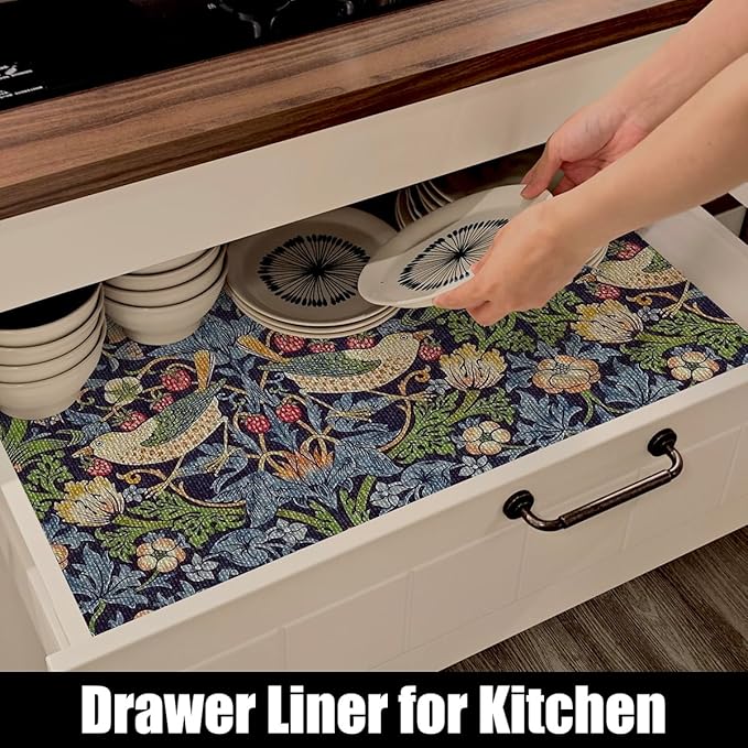 Bird Floral Shelf Liner for Cabinet Non Adhesive 12IN x 10FT | Shelf Liner for - Image 5