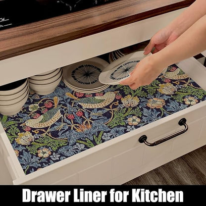 Bird Floral Shelf Liner for Cabinet Non Adhesive 12IN x 10FT | Shelf Liner for - Image 5