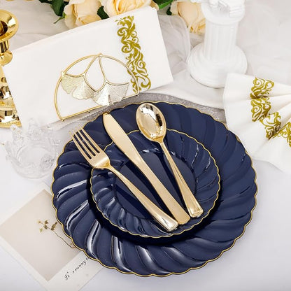 YOUBET 150PCS Blue Plastic Plates - Image 4