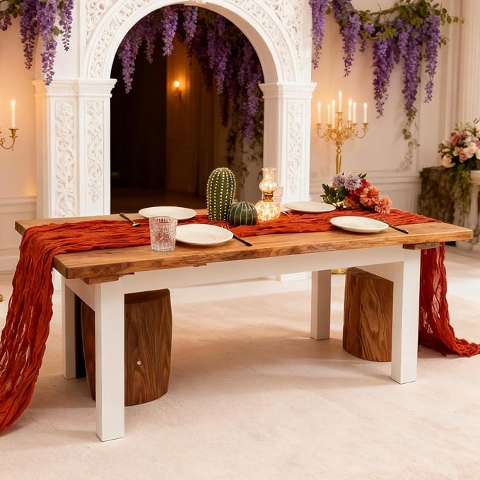 6 Pack Terracotta Cheesecloth Table Runner 35x120 Inch | 10Ft Rustic Boho Gauze - Image 5