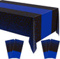 Oudain 6 Pcs Blue and Black Tablecloth for Parties Plastic Dot Tablecloths Printed Table Runner Waterproof Disposable Rectangle Table Cover for Christmas Birthday Wedding Party, 54" x 108"